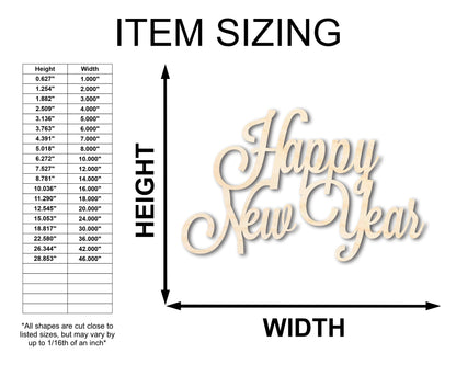 Unfinished Wood Happy New Years Shape - Word Craft - up to 46"