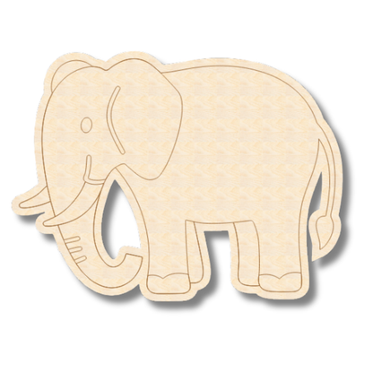Unfinished Wood Etched Elephant Shape | Paint By Line Crafts | up to 30" DIY