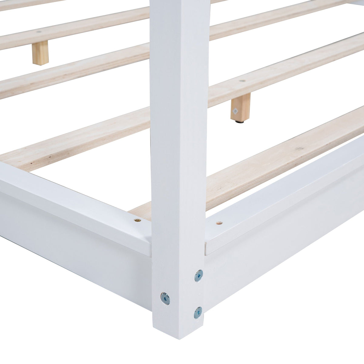 Wood Canopy Platform Bed With Support Legs And Airflow Slats