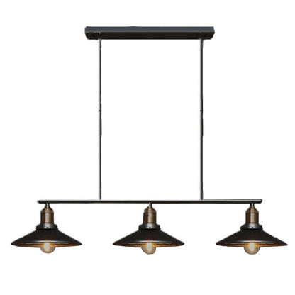 DecorBites™ Metallic Antique Cone Shade Pendant Lighting - Black, 3 Heads - Island Hanging Light
