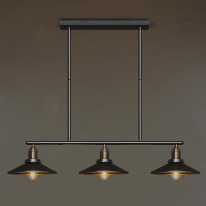 DecorBites™ Metallic Antique Cone Shade Pendant Lighting - Black, 3 Heads - Island Hanging Light