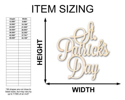 Unfinished Wood St Patricks Day Shape - Word Craft - up to 46"