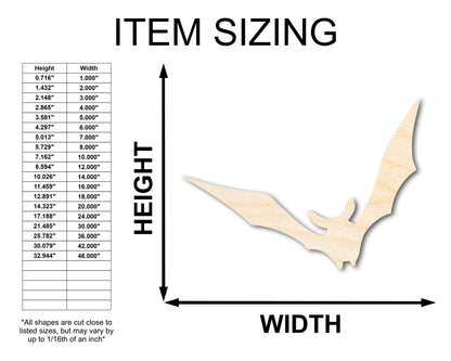 Unfinished Wood Vampire Bat Shape - Craft - up to 46"