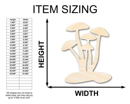 Unfinished Wood Mushrooms Shape - Craft - up to 46"