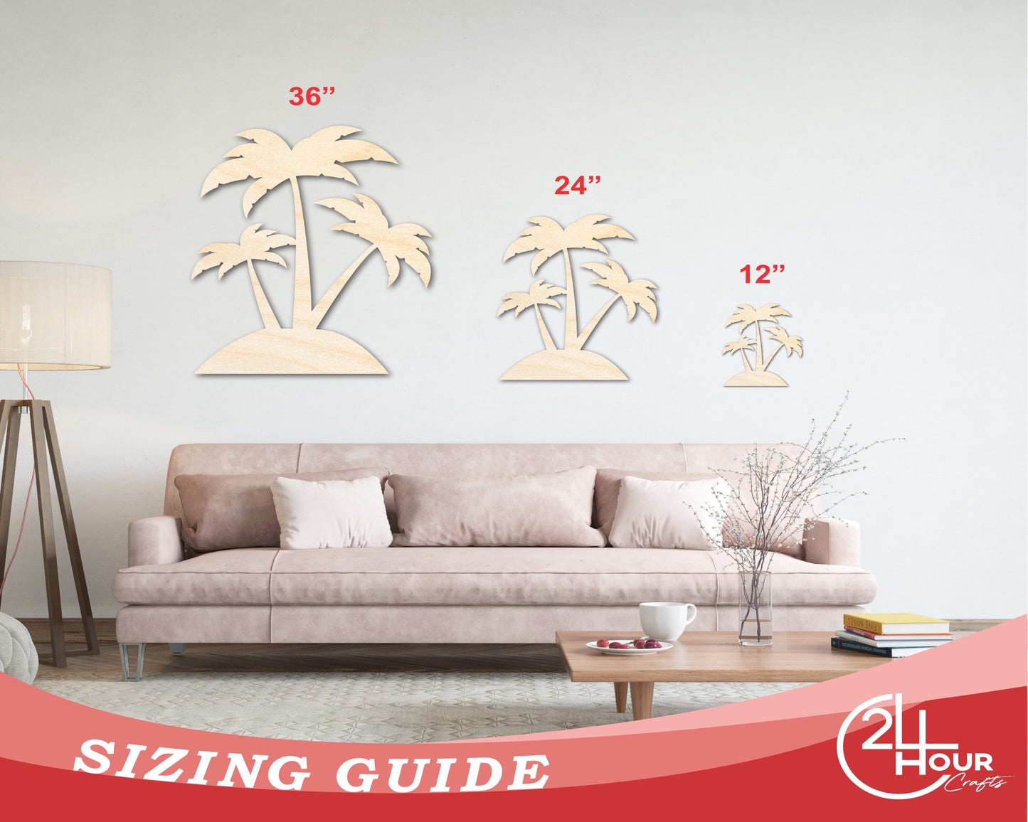 Unfinished Wood Palm Trees Shape - Craft - up to 46"