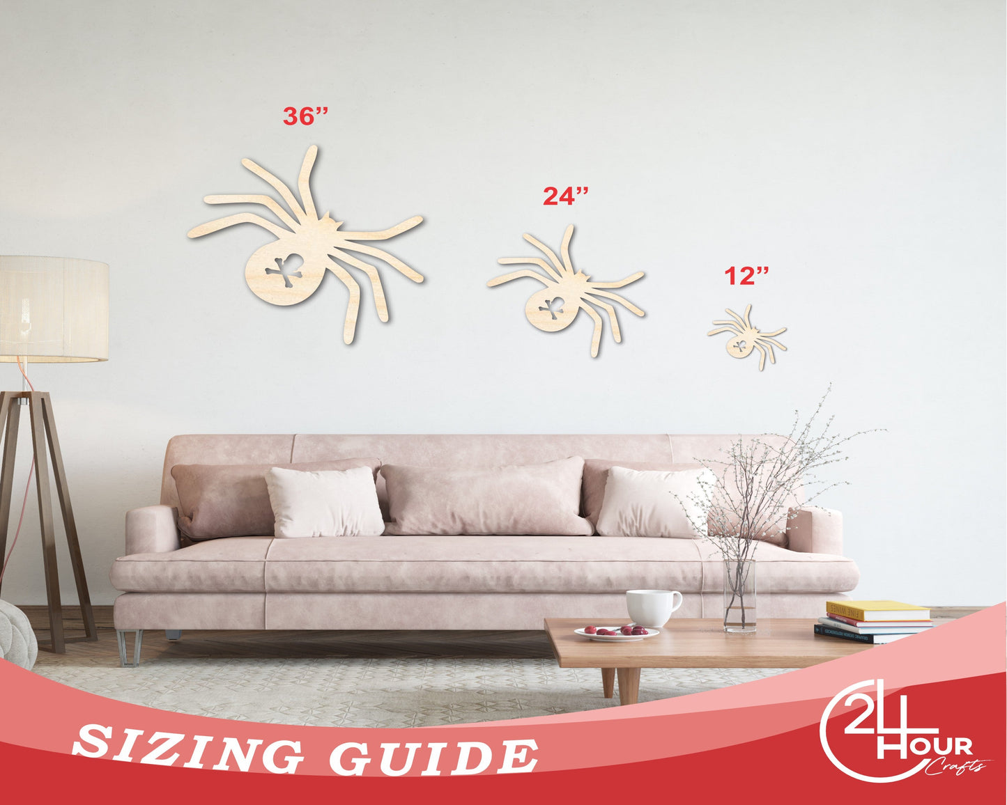 Unfinished Wood Spider Shape - Craft - up to 46"
