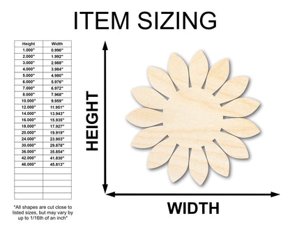 Unfinished Wood Sunflower Shape - Craft - up to 46"