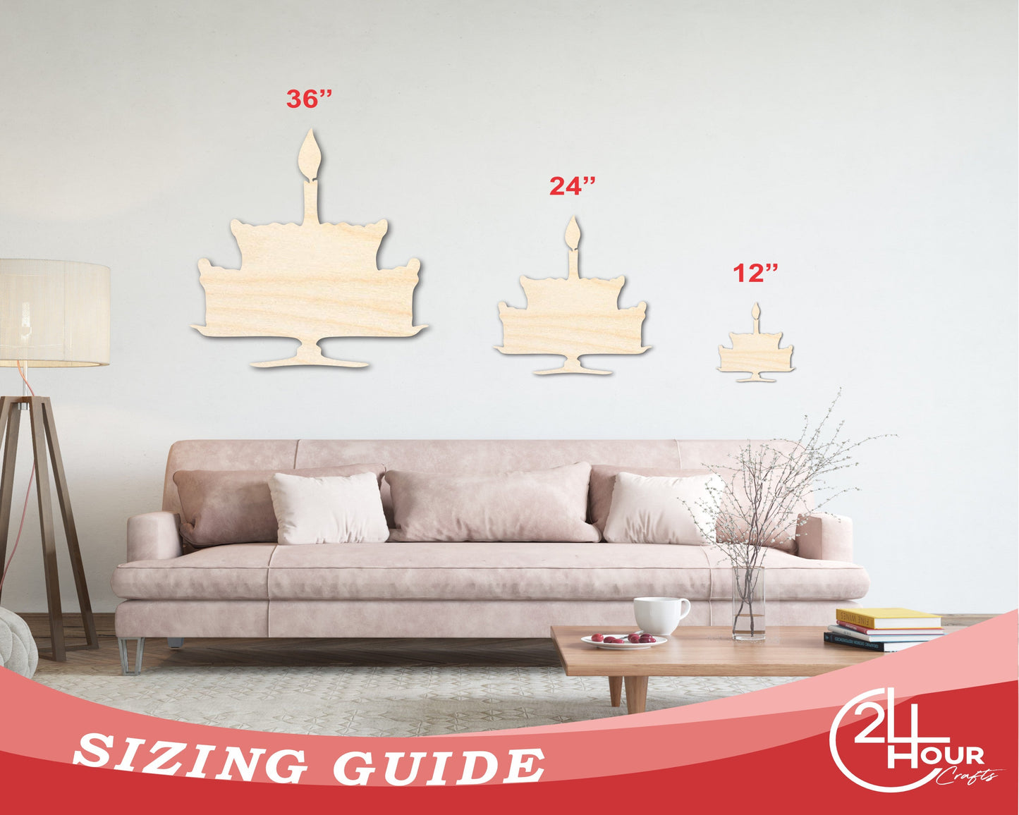 Unfinished Wood Party Cake Shape - Craft - up to 46"