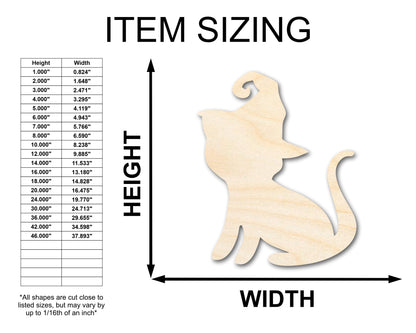 Unfinished Wood Witch Cat Shape - Craft - up to 46"