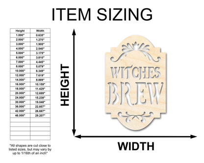 Unfinished Wood Witches Brew Shape - Craft - up to 46"