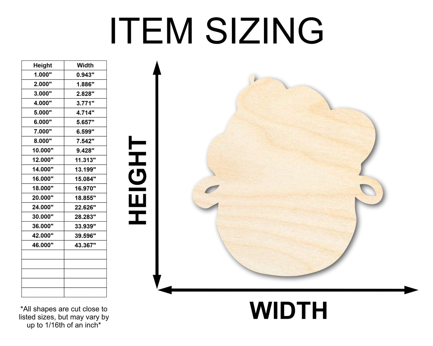 Unfinished Wood Bushel of Apples Shape - Craft - up to 46"