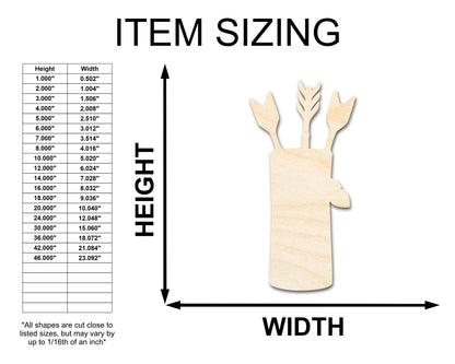 Unfinished Wood Arrow Quiver Shape | Craft Cutout | up to 46" DIY