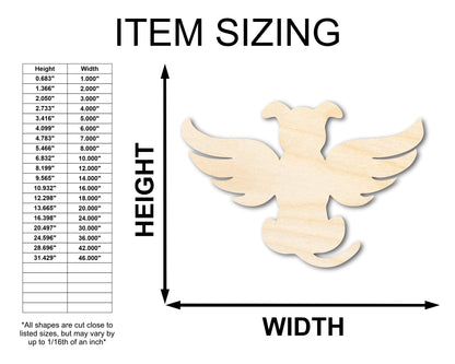 Unfinished Wood Angel Dog Shape - Pet Craft - up to 46"