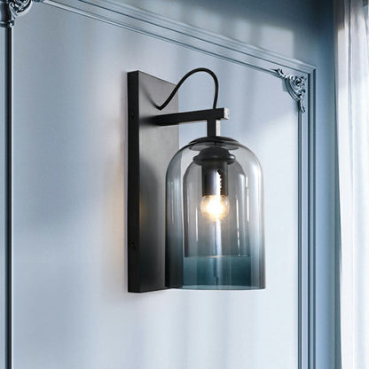 DecorBites™ Modern Gradient Glass Sconce Lighting Fixture: 2 Shades, Black Wall Mount with 1 Bulb