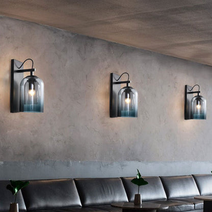 DecorBites™ Modern Gradient Glass Sconce Lighting Fixture: 2 Shades, Black Wall Mount with 1 Bulb