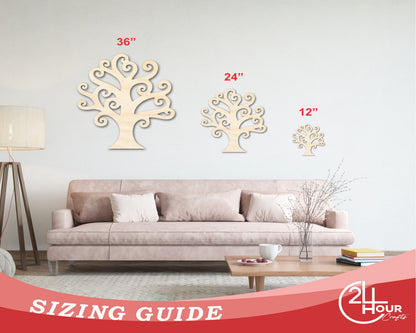 Unfinished Wood Swirly Tree Shape - Craft - up to 46"