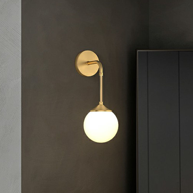 DecorBites™ Gold LED Wall Lamp: Minimalist Cream Glass Sconce Light for Dining Room