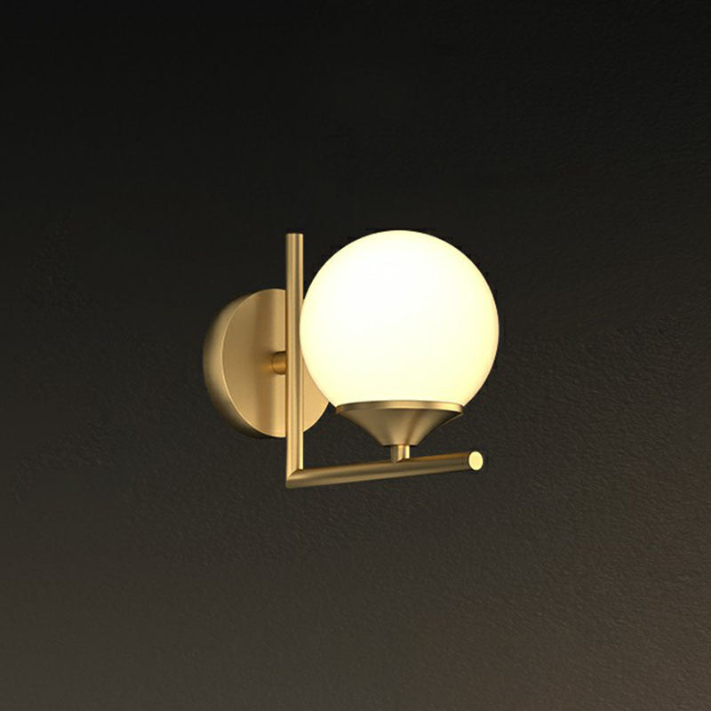 DecorBites™ Gold LED Wall Lamp: Minimalist Cream Glass Sconce Light for Dining Room