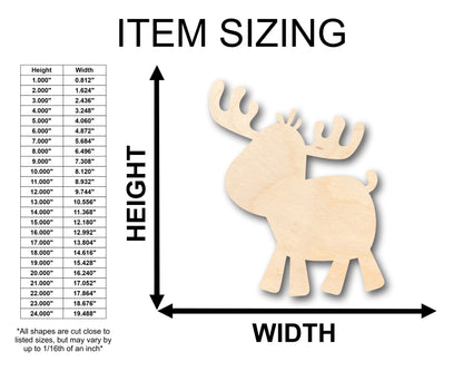 Unfinished Wood Cute Moose Shape - Craft - up to 46" DIY