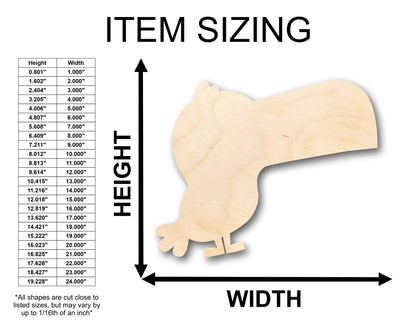 Unfinished Wood Cute Toucan Shape - Craft - up to 46" DIY