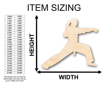 Unfinished Wood Female Martial Arts Karate Shape - Craft - up to 46" DIY