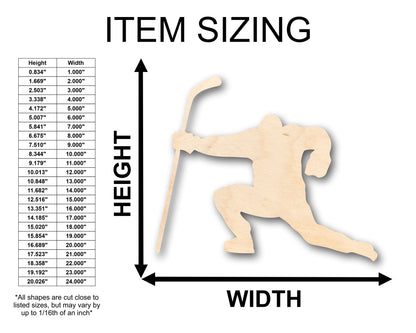 Unfinished Wood Hockey Player Shape - Craft - up to 46" DIY