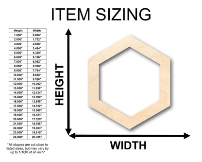 Unfinished Wood Hollow Hexagon Honeycomb Shape - Craft - up to 46" DIY