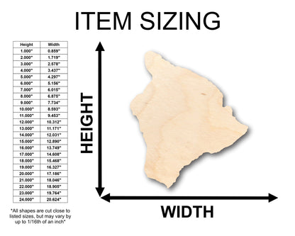 Unfinished Wood Honolulu Big Island Shape - Craft - up to 46" DIY