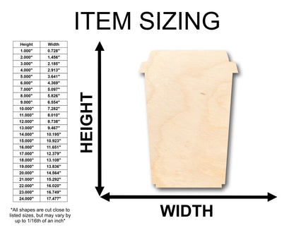 Unfinished Wood Hot Latte Shape - Craft - up to 46" DIY