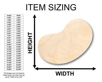 Unfinished Wood Jellybean Shape - Craft - up to 46" DIY
