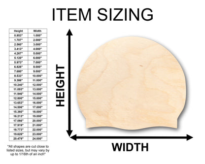 Unfinished Wood Plain Swim Cap Shape - Craft - up to 46" DIY