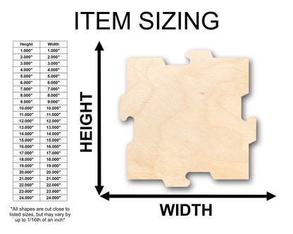 Unfinished Wood Puzzle Piece Interlocking Shape - Craft - up to 46" DIY