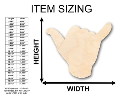 Unfinished Wood Shaka Shape - Craft - up to 46" DIY