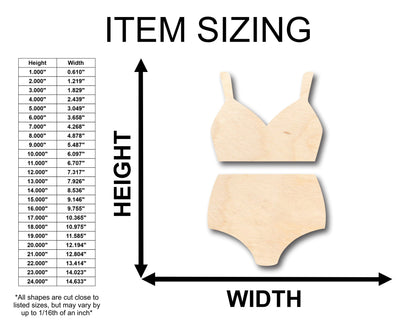 Unfinished Wood Swimsuit Bikini Shape - Craft - up to 46" DIY