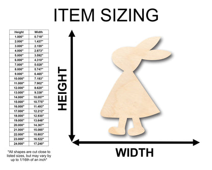 Unfinished Wood Walking Female Rabbit Shape - Craft - up to 46" DIY
