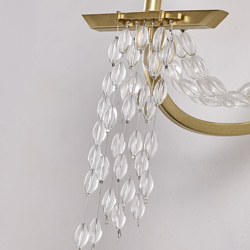 DecorBites™ Modern Gold Metal Candle Wall Sconce with Crystal Tassel - Luxurious 2-Head Wall Light