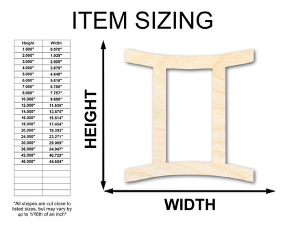 Unfinished Wood Gemini Sign Shape - Zodiac Craft - up to 46"