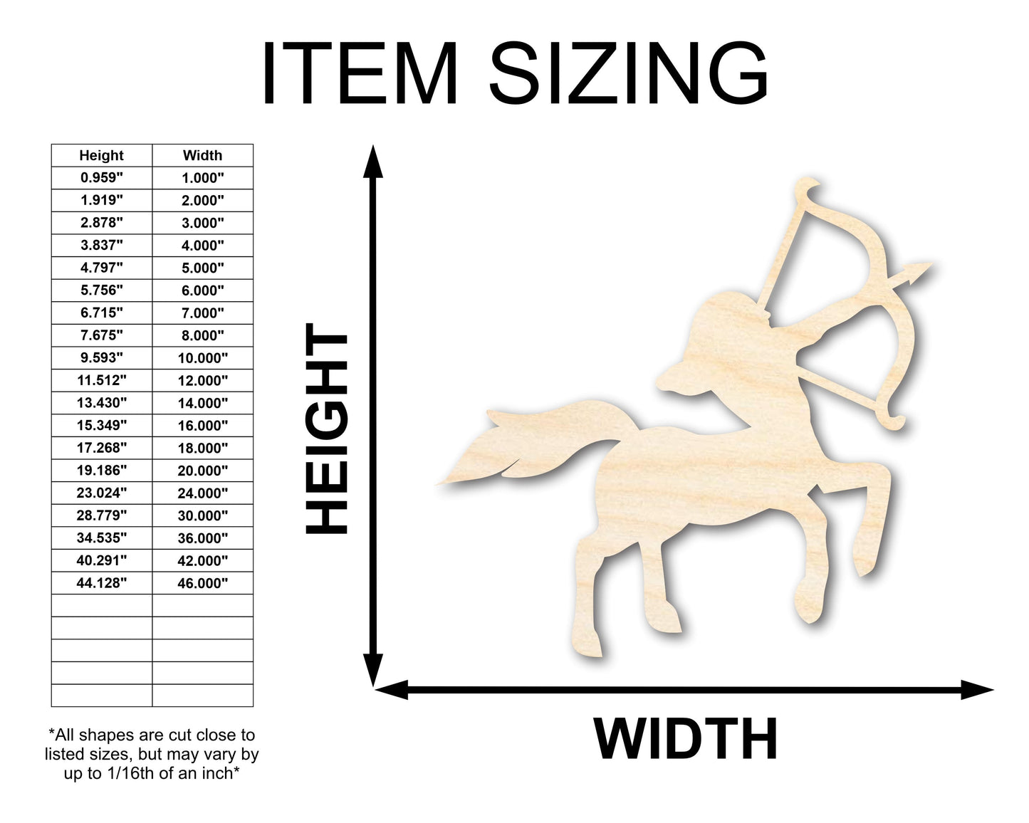 Unfinished Wood Sagittarius Centaur Shape - Zodiac Craft - up to 46"
