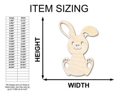 Unfinished Wood Cute Bunny Shape - Easter Spring Kids Craft - up to 46" DIY