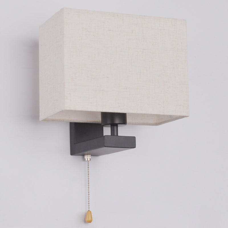 DecorBites™ Simple Style Fabric Rectangle Wall Lamp - 1 Bulb Beige Bedside Light Fixture