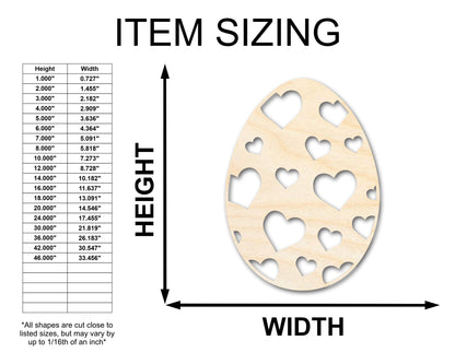Unfinished Wood Heart Egg Shape - Easter Craft - up to 46" DIY