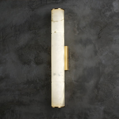 DecorBites™ Sleek Marble Tube LED Sconce Light: Simplicity White & Brass Wall Lamp for Living Room