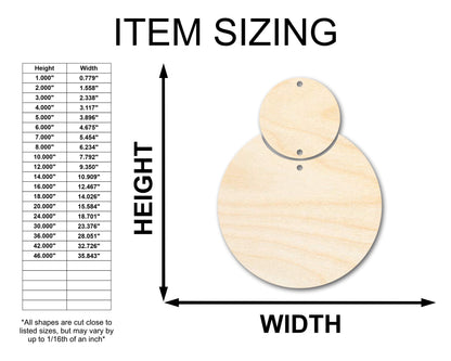 Unfinished Wood 2-Piece Circle Earring Blank Pair - DIY Jewelry Craft - Available in 2" to 4"