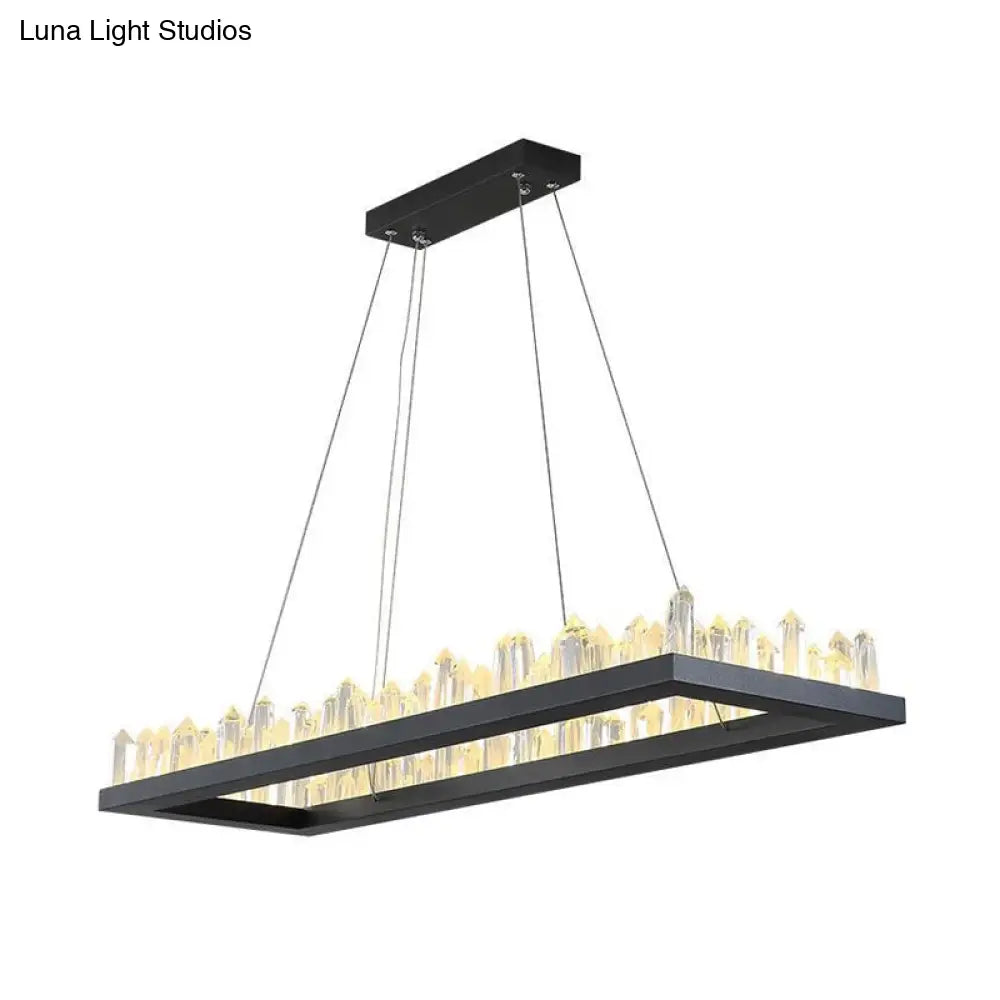 DecorBites™ 23.5"/31.5" Simple Black Crystal Icicle LED Hanging Lamp, Warm/White Light