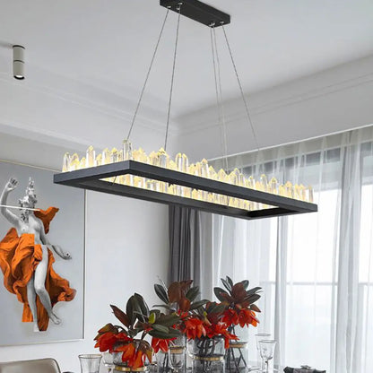 DecorBites™ 23.5"/31.5" Simple Black Crystal Icicle LED Hanging Lamp, Warm/White Light