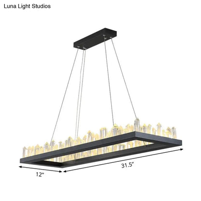 DecorBites™ 23.5"/31.5" Simple Black Crystal Icicle LED Hanging Lamp, Warm/White Light