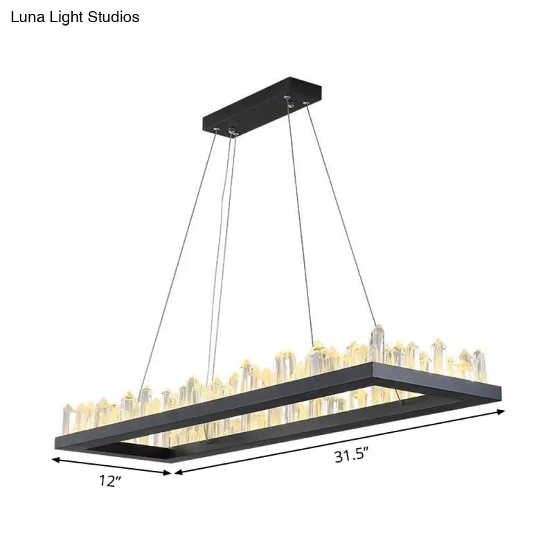 DecorBites™ 23.5"/31.5" Simple Black Crystal Icicle LED Hanging Lamp, Warm/White Light