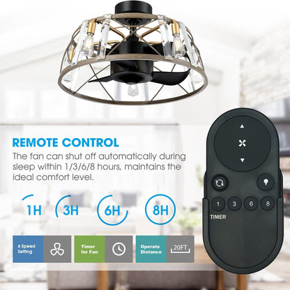 23" Modern Satin Nickel DC Motor Downrod Mount Reversible Fandelier Ceiling Fan with Lighting and Remote Control