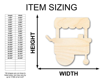 Unfinished Wood Food Stand Shape | Amusement Park | Craft Cutout | up to 46" DIY