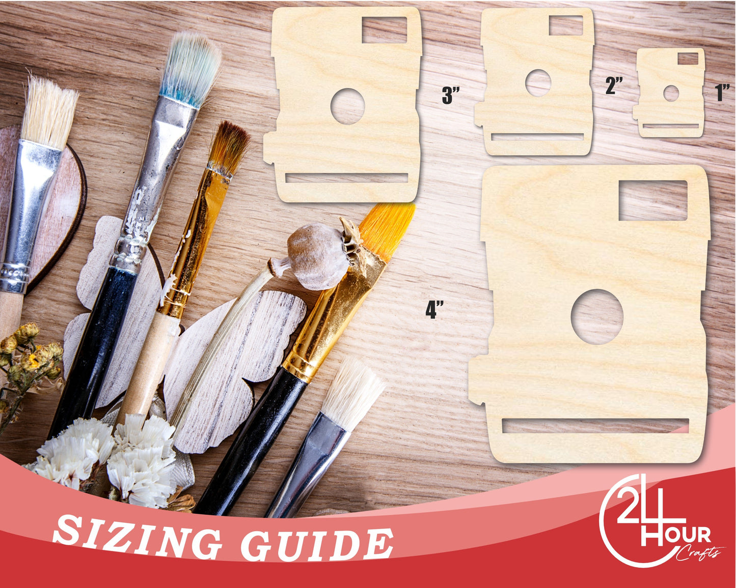 Unfinished Wood Vintage Camera Shape | Craft Cutout | up to 46" DIY